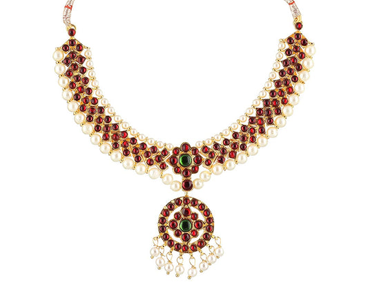 Elegant Short Necklace For Bharatanatyam Golden Collections