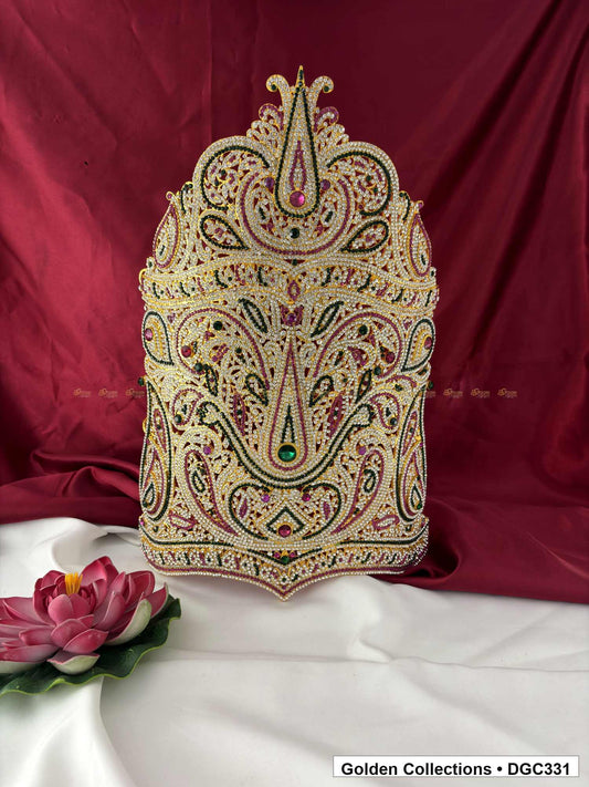 Angled view of Stone Deity Crown Arch for God and Goddess Idols from Golden Collections
