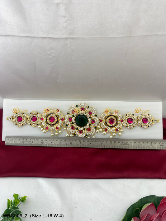 Stone Oddiyanam God Deity Goldencollections Size: 16 x 4, Color: Multi, Style: Stone Waist Belt Image 2