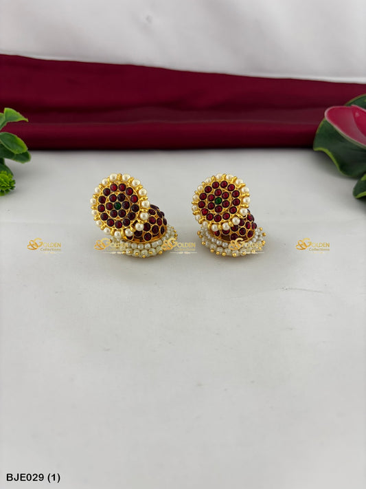 Temple Jewelry Earrings For Bharatanatyam Color: Multi, Style: Bharatanatyam Earrings Image 1