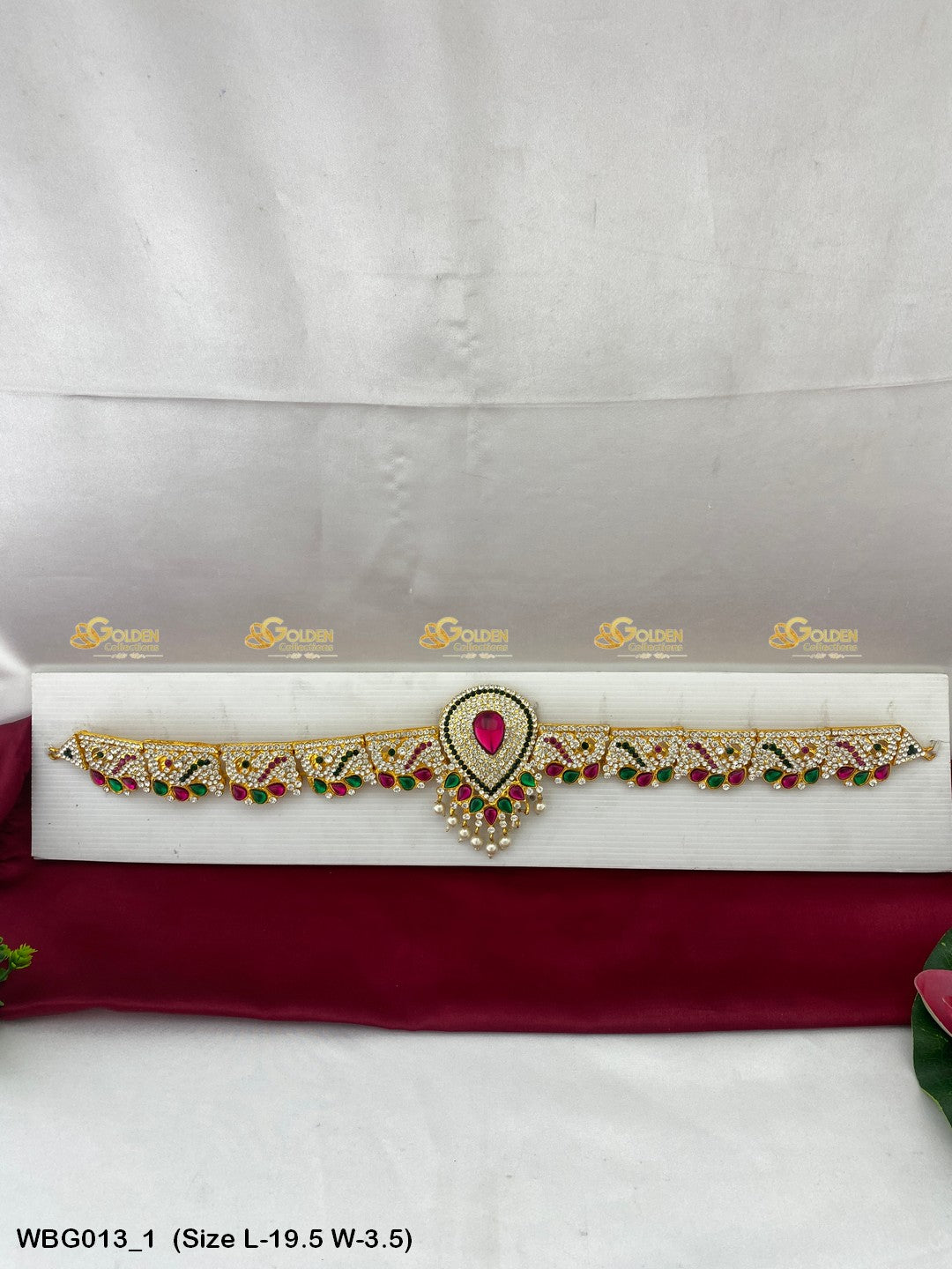 Deity Vaddanam Waist Belt with Stone Work WBG-013 Waist Belts deity alankaram image 1