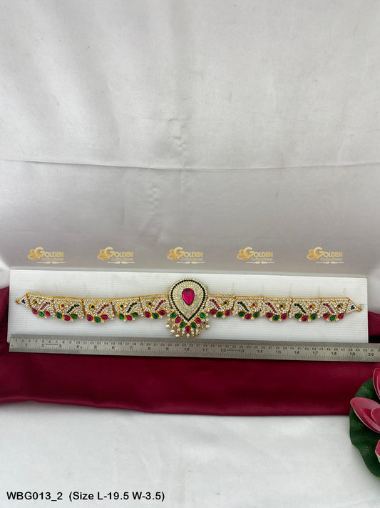 Temple Vaddanam Waist Belts Goldencollections Size: 19.5 x 3.5, Color: Multi, Style: Stone Waist Belt Image 2