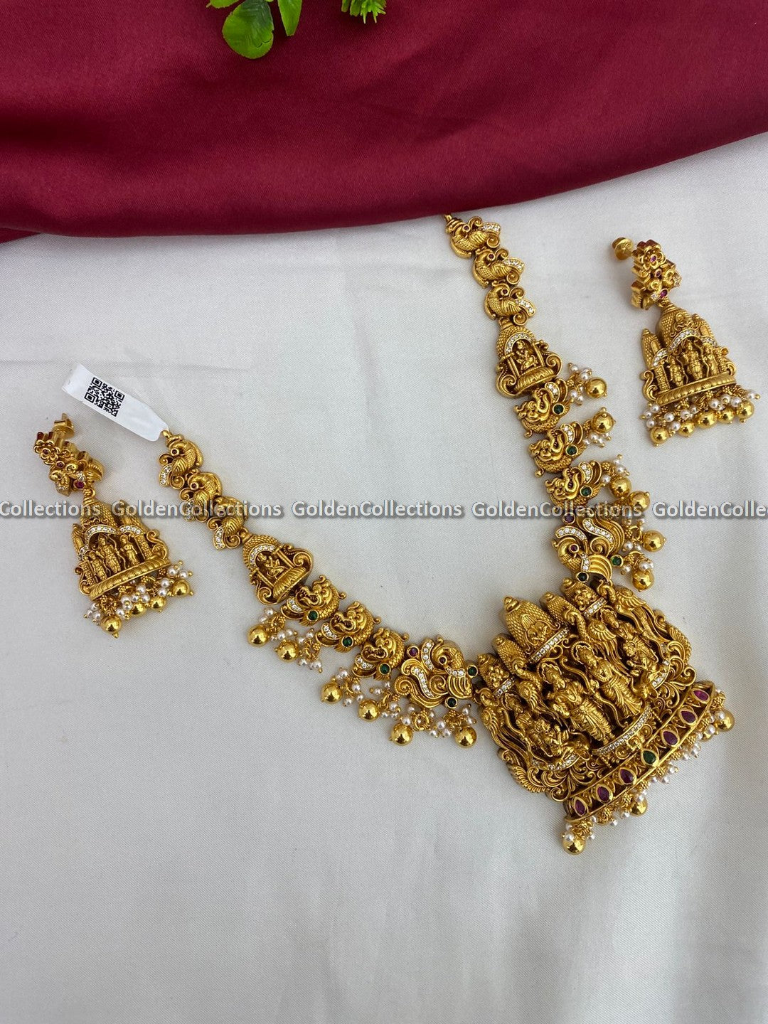 Traditional 925 Silver Nakshi Temple Necklace SJN004 with intricate handcrafted temple motifs, perfect for weddings and festive celebrations.