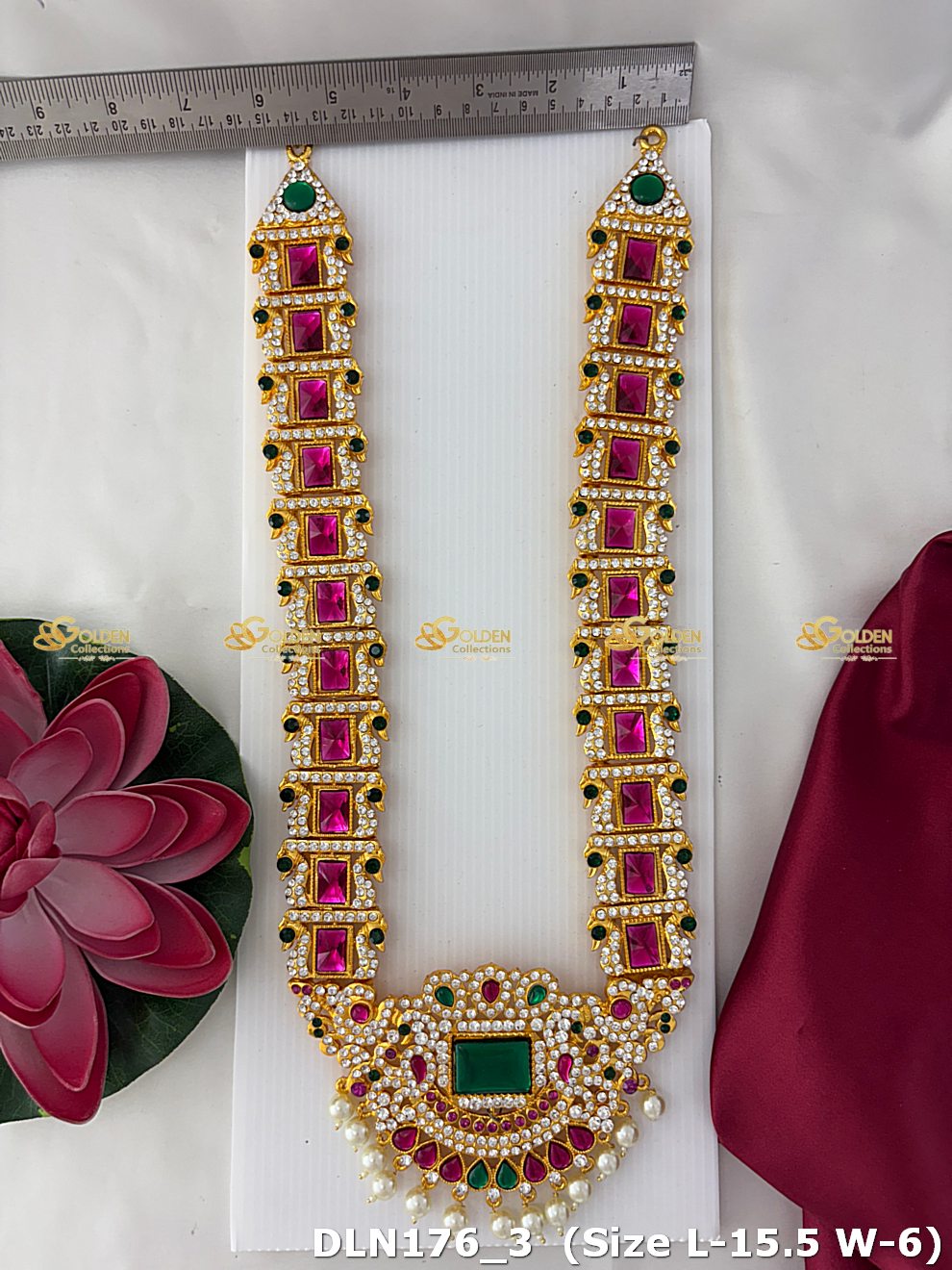 Traditional Amman Stone Long Necklace Goldencollections Dln 176_3