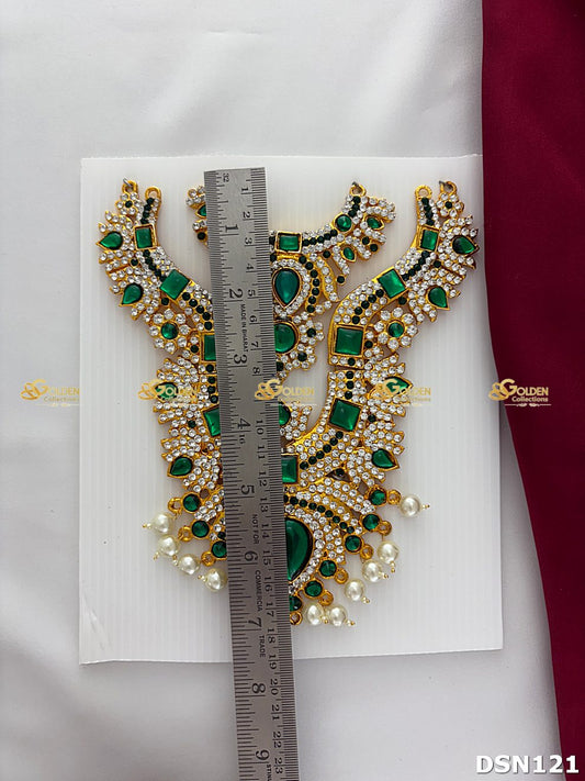 Amman / Ammavaru Green 2 Step Stone Short Necklace DSN121 deity short necklace image 2