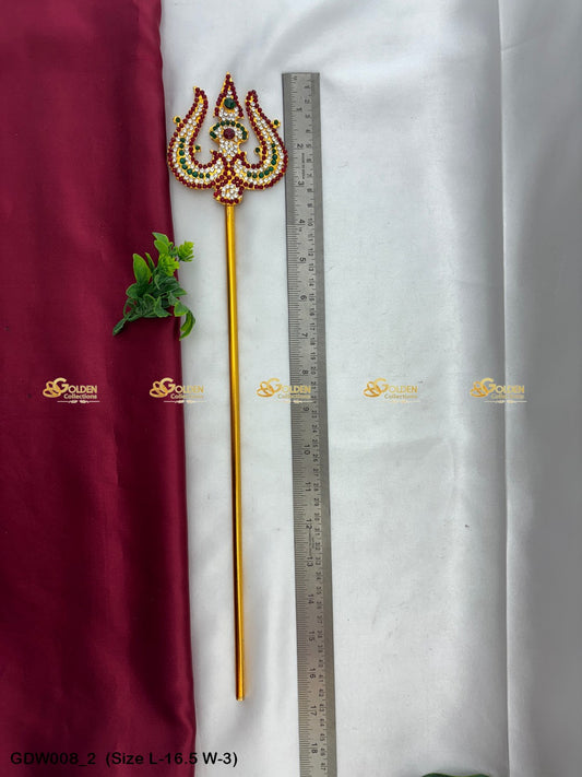 Trishul Thiri Soolam For Amman Shiva Parvathi Weapon Ornament Online Size: 16.5 x 3, Color: Multi, Style: Trishul Image 2