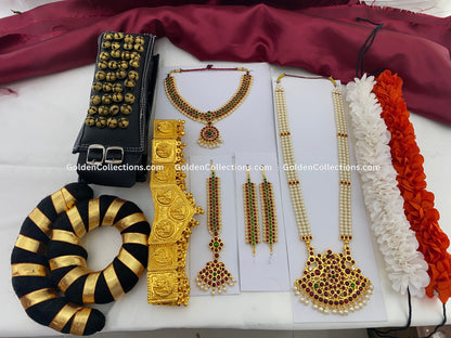 Bharatanatyam Jewellery Full Set by GoldenCollections BDS-036 2, bharatanatyam temple jewellery set
