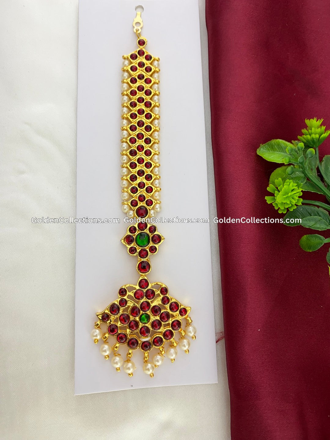 Bharatanatyam Nethi Chutti Maang Tikka with Kemp Stones BMT-015 for Bharatanatyam and Kuchipudi dance