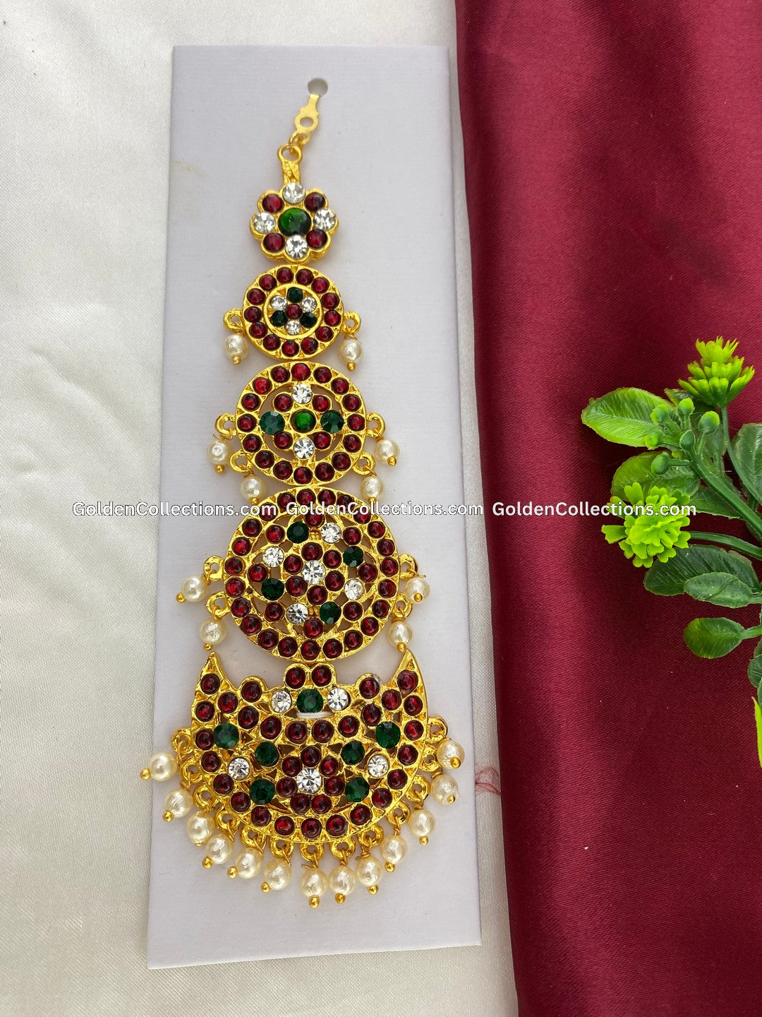 Bharatanatyam Nethi Chutti Maang Tikka with Kemp Stones BMT-023 for Bharatanatyam and Kuchipudi dance