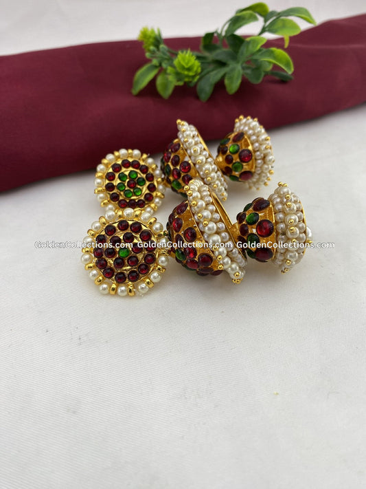 Bharatanatyam Temple Kempu Earrings Goldencollections Bje023 2