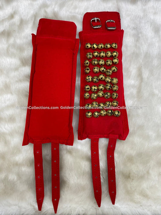 Bharatanatyam gungroo set Red Velvet 5 Lines - GoldenCollections 2