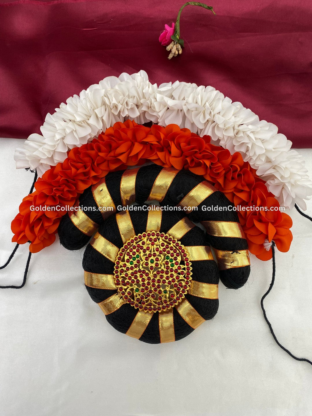 Bharatanatyam hair bun decoration ideas - GoldenCollections 2