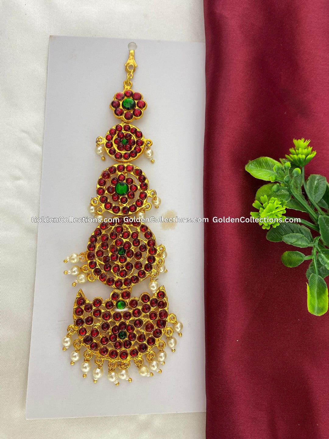 Bharatanatyam Nethi Chutti Maang Tikka with Kemp Stones BMT-008 for Bharatanatyam and Kuchipudi dance