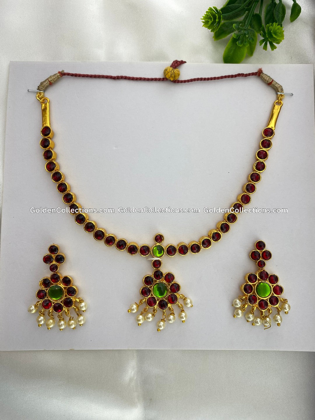 Golden Plated Kemp Bharatanatyam Short Haram Bsn027