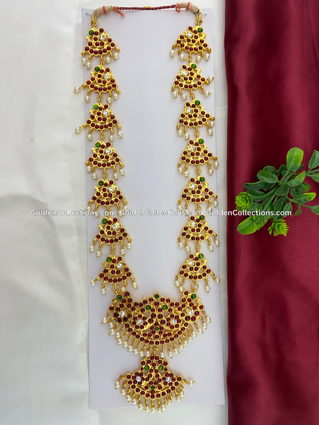 Kempu Bharatanatyam Long Necklace Goldencollections Bln 008