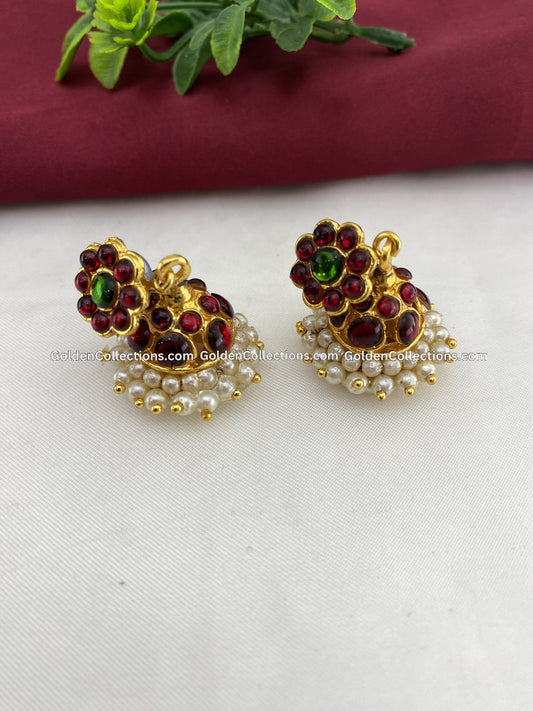 Kempu Stone Earrings Goldencollections Bje013