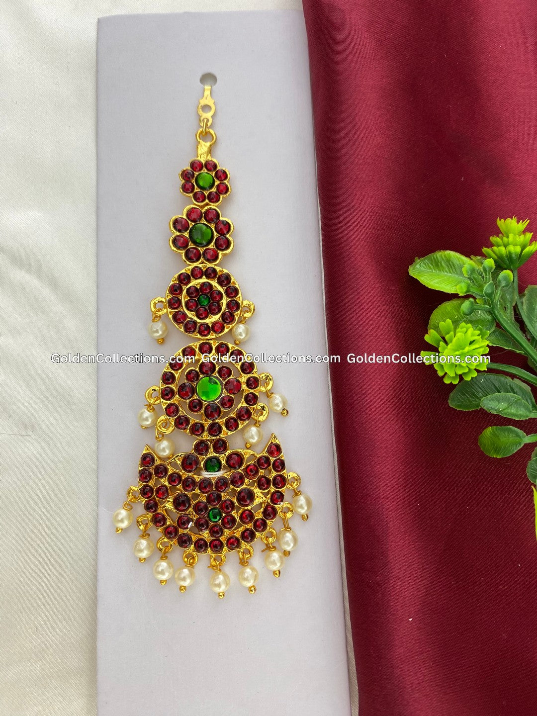 Maang Tikka With Kempu Stones Bharatanatyam Collection Bmt018