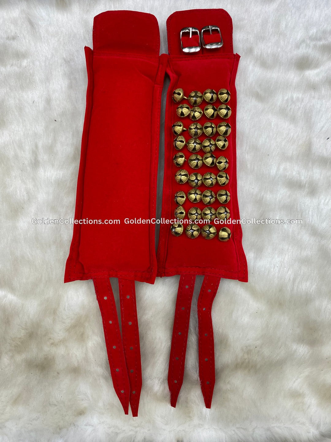 Red Velvet Salangai 4 Rows for Bharatanatyam - GoldenCollections 2