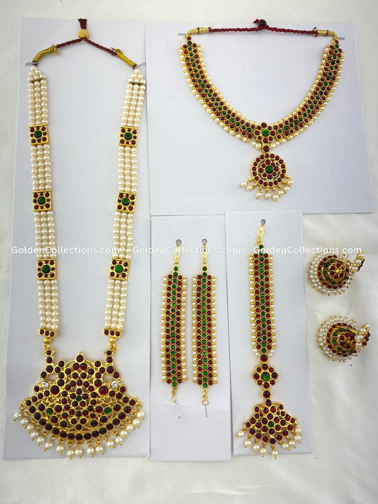 Sparkling Bharatanatyam Dance Jewelry by GoldenCollections BDS-033, bharatanatyam temple jewellery set