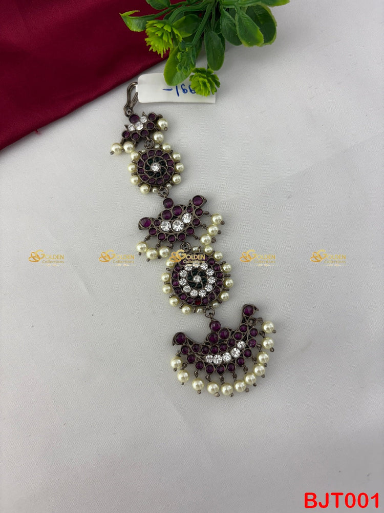 black kemp maang tikka nethi chutti goldencollections