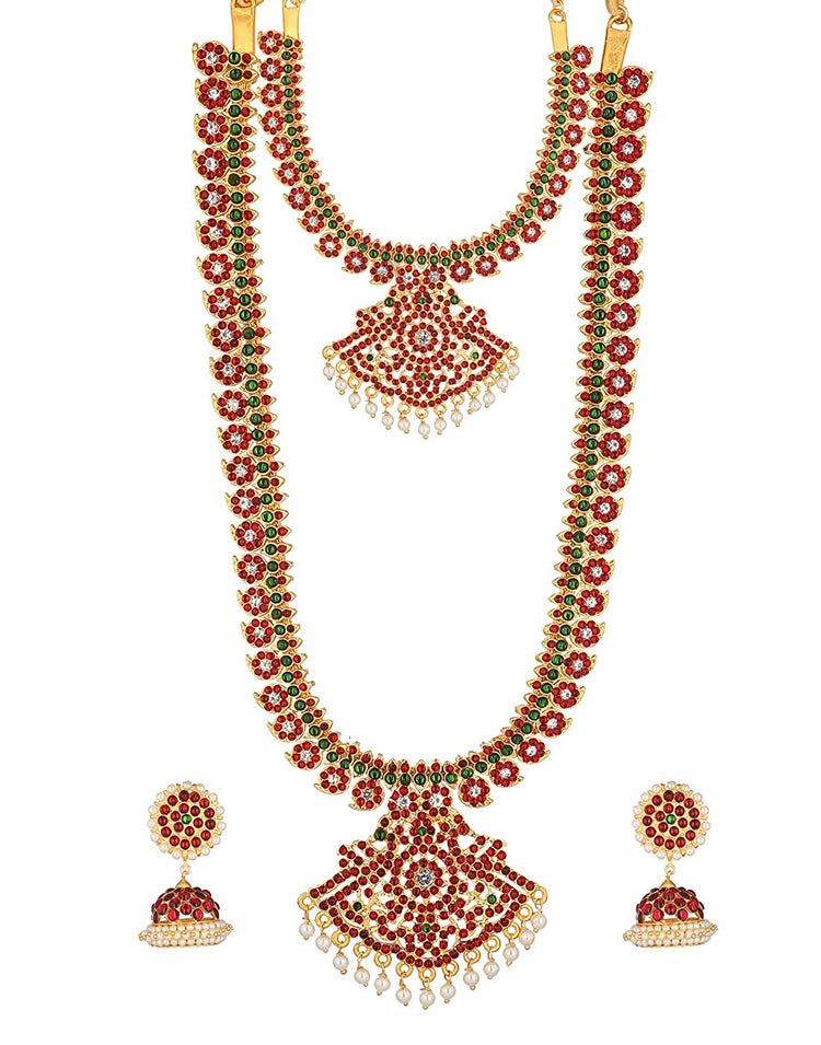Long Mango Haram Necklace for Bharatanatyam Dance Jewelry Goldencollections
