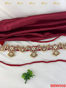 Real Kemp Vaddanam Oddiyanam Waist Belt for Bharatanatyam BBW006 with red-green kemp stones
