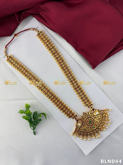 Bharatanatyam Classical Gold Necklace BLN044