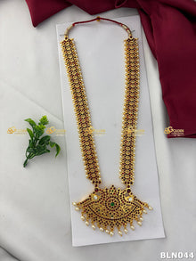 Bharatanatyam long haram with kemp-style pendant