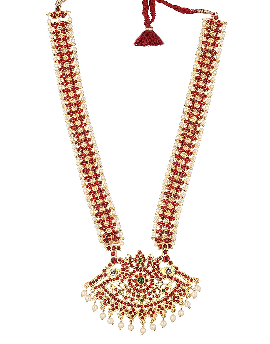 Bharatanatyam Classical Gold Kempu Long Necklace Goldencollections