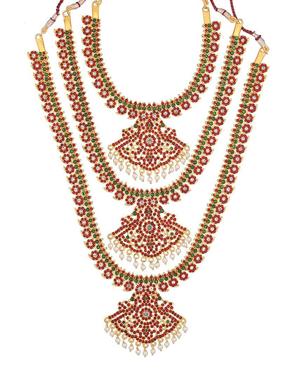 Bharatanatyam Classical Mango Temple Necklace - Goldencollections