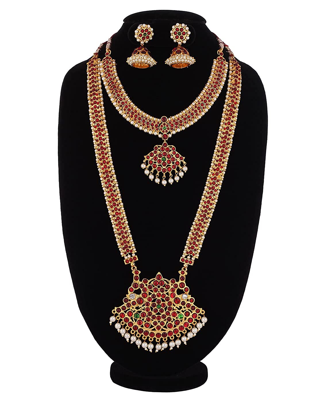 Indian Bharatanatyam Classical kempu  Long Necklace Haram Goldencollections