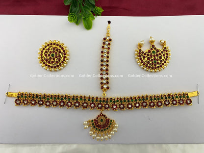 Bharatanatyam Headset Nethichutti with Kemp Stones BHS-005 for Bharatanatyam and Kuchipudi dance