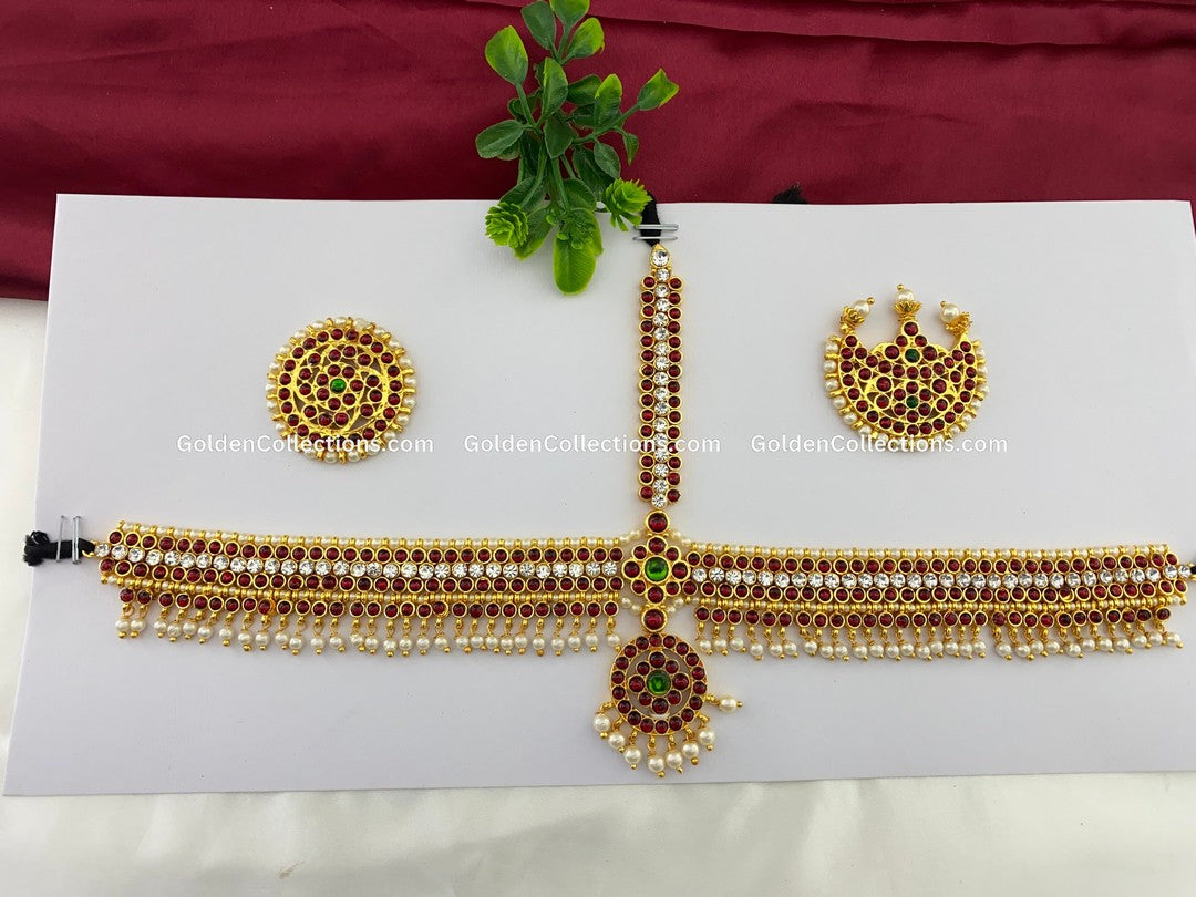 Bharatanatyam Headset Nethichutti with Kemp Stones BHS-001 for Bharatanatyam and Kuchipudi dance