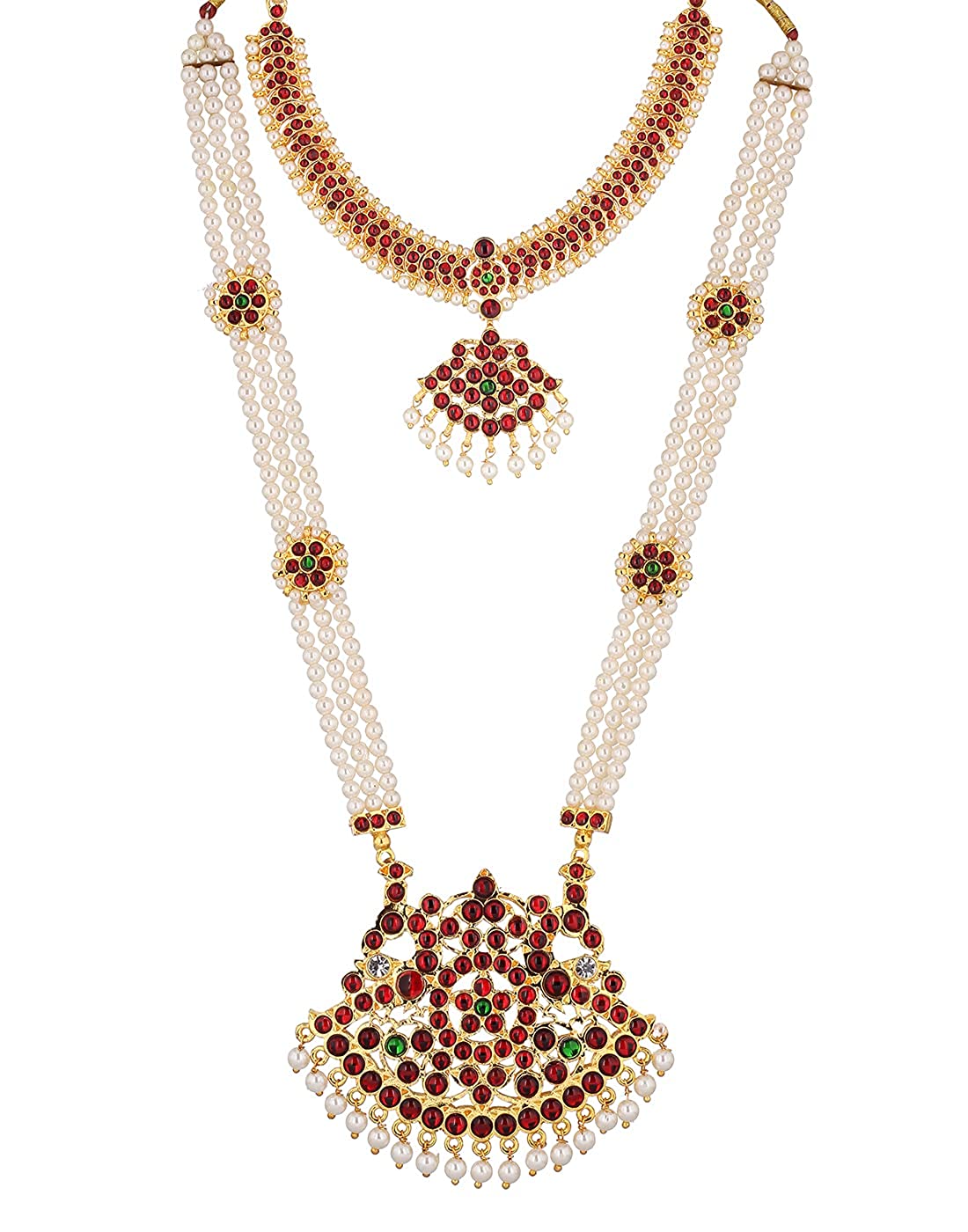 Bharatanatyam Antique Pearls Haram Necklace  Goldencollections