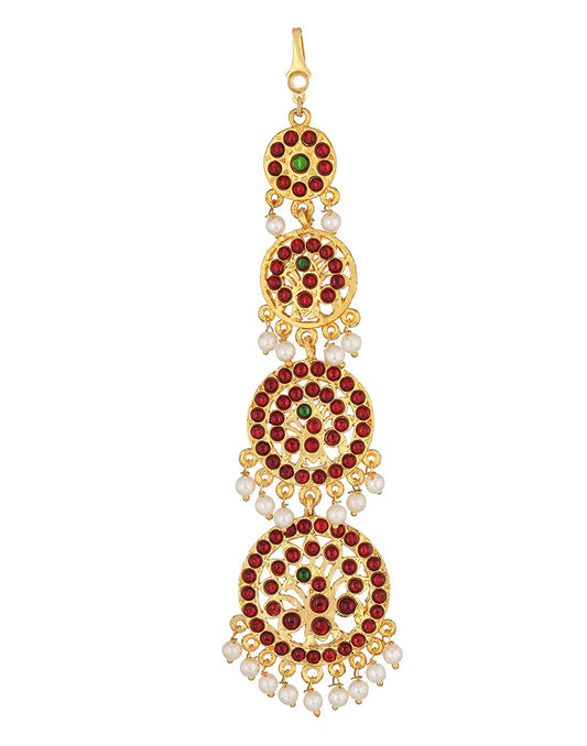 Pearl Adorned Bharatanatyam Maang Tikka  Goldencollections