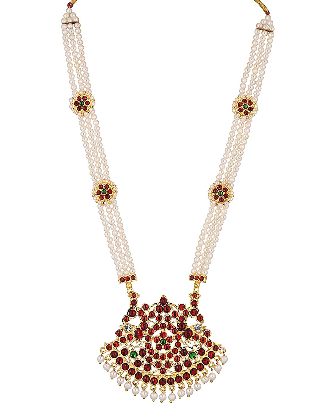 Bharatanatyam Majestic Pearl Long Necklace- Goldencollections