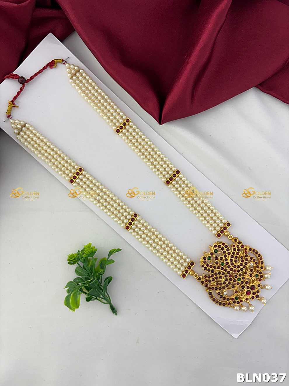 Bharatanatyam kempu Gold Necklace BLN037