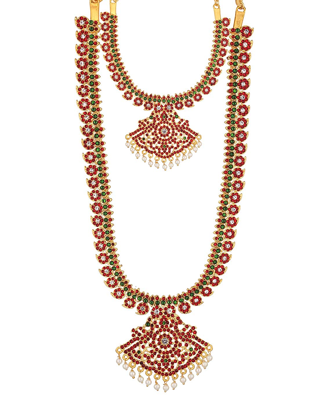 Bharatanatyam Mango 2 Step Antique Gold Necklace - Goldencollections