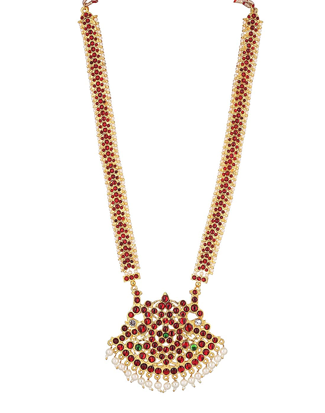 South Indian Bharatanatyam Classical kempu  Long Necklace Haram Goldencollections