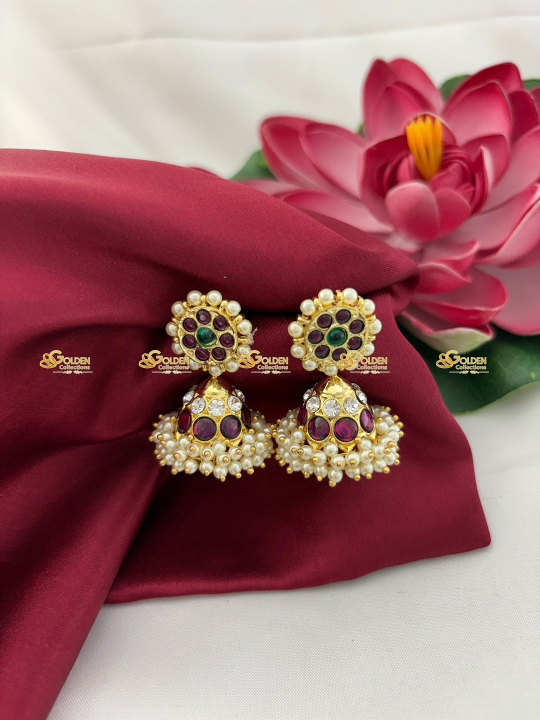 Bharatanatyam Kemp JhumkaEarrings_ SouthIndianTemple Jewellery for Classical Dance and Weddings