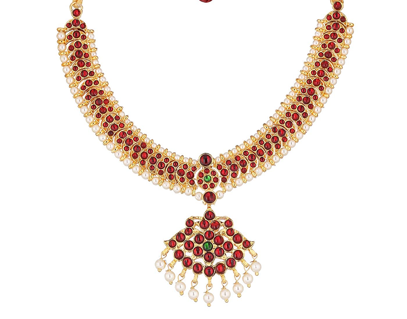 Goldencollections Bharatanatyam Jewellery Necklace with Pearls