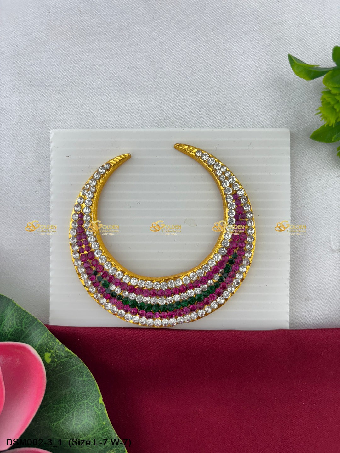 Goddess Moon Billai Ornament with Stone Work DSM-002 Moon Billai pooja decor image 10