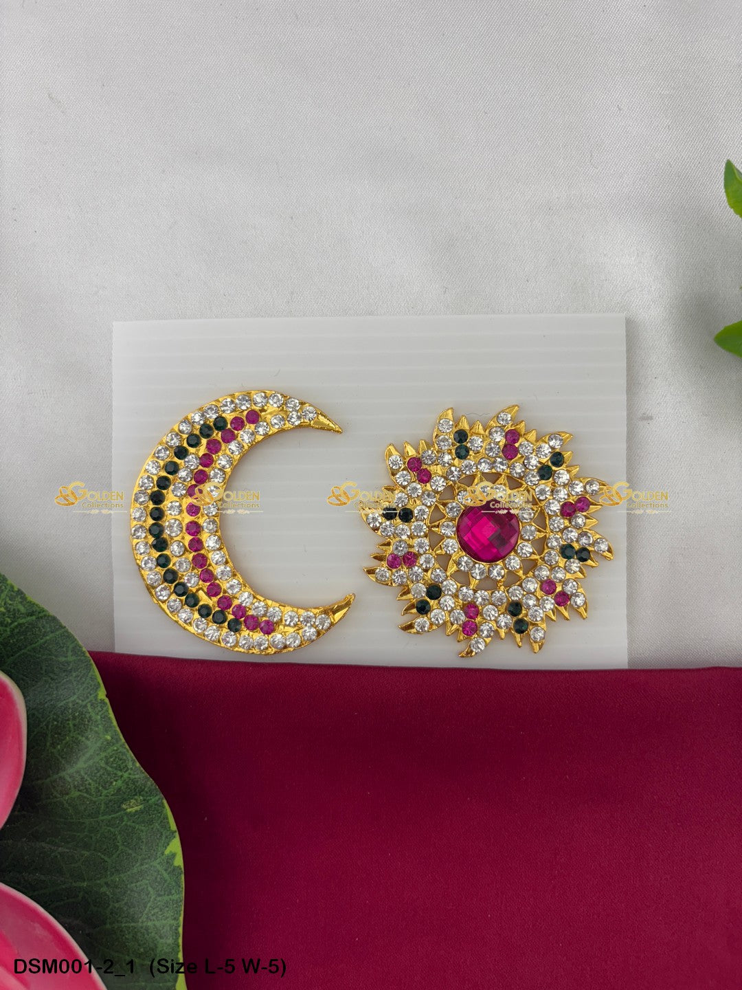 Goddess Sun and Moon Billai Pair with Stone Work DSM-001 Sun and Moon Billai pooja decor image 5