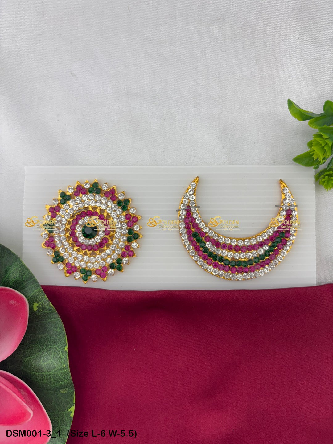 Goddess Sun and Moon Billai Pair with Stone Work DSM-001 Sun and Moon Billai pooja decor image 7