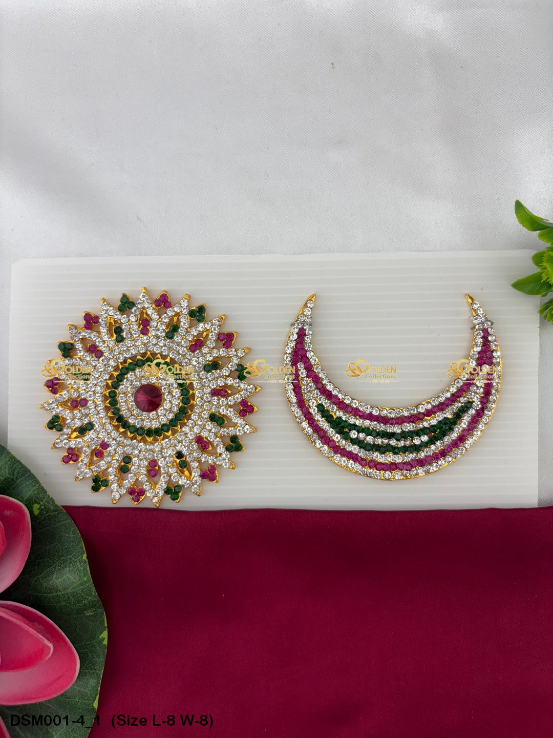 Goddess Sun and Moon Billai Pair with Stone Work DSM-001 Sun and Moon Billai pooja decor image 9