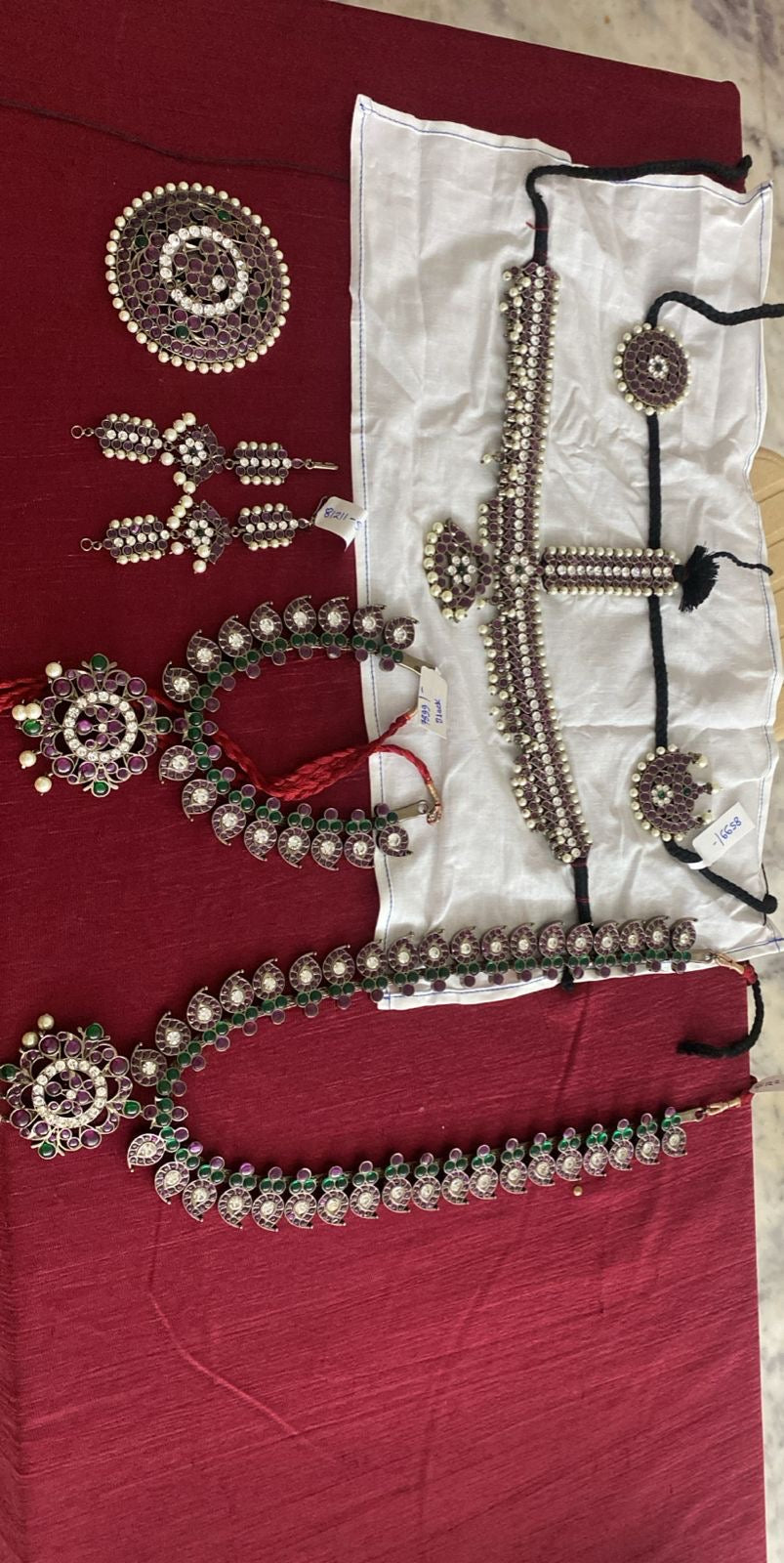 Black Kemp Bharatanatyam Kuchipudi Dance Jewellery Set BBN010 with black kemp stones