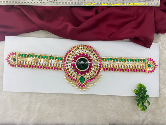 Deity Vaddanam Waist Belt with Stone Work DWB-012 Waist Belts deity alankaram image 1