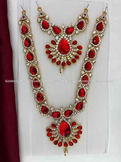 Shop Deity Goddess Amman Alangaram Red Necklace Jewellery GoldenCollections