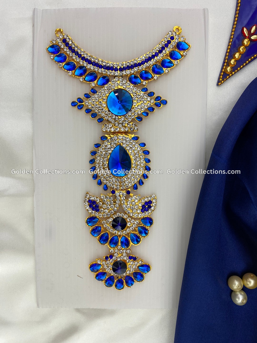 Hindu Deity Jewellery Blue Necklace Golden Collections-1