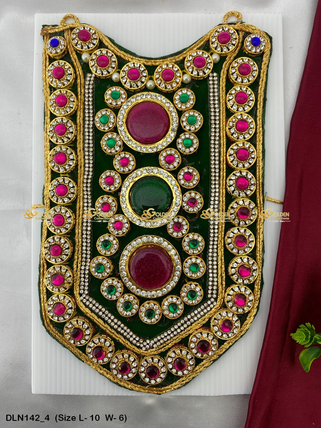 Deity Green Chest Long Haram DLN142 for Venkateshwara and goddess idol chest alankaram image 1